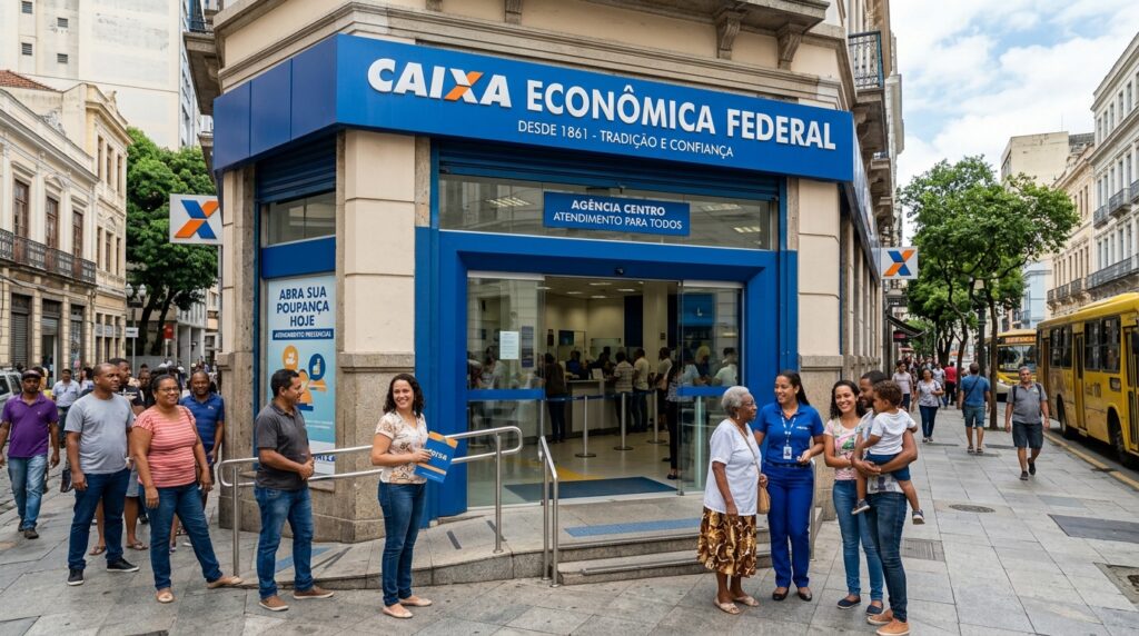 Agência da Caixa Econômica Federal onde é possível abrir conta poupança presencialmente